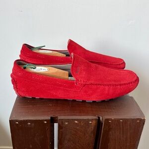 Rare Hugo Boss red classic leather driving loafers
